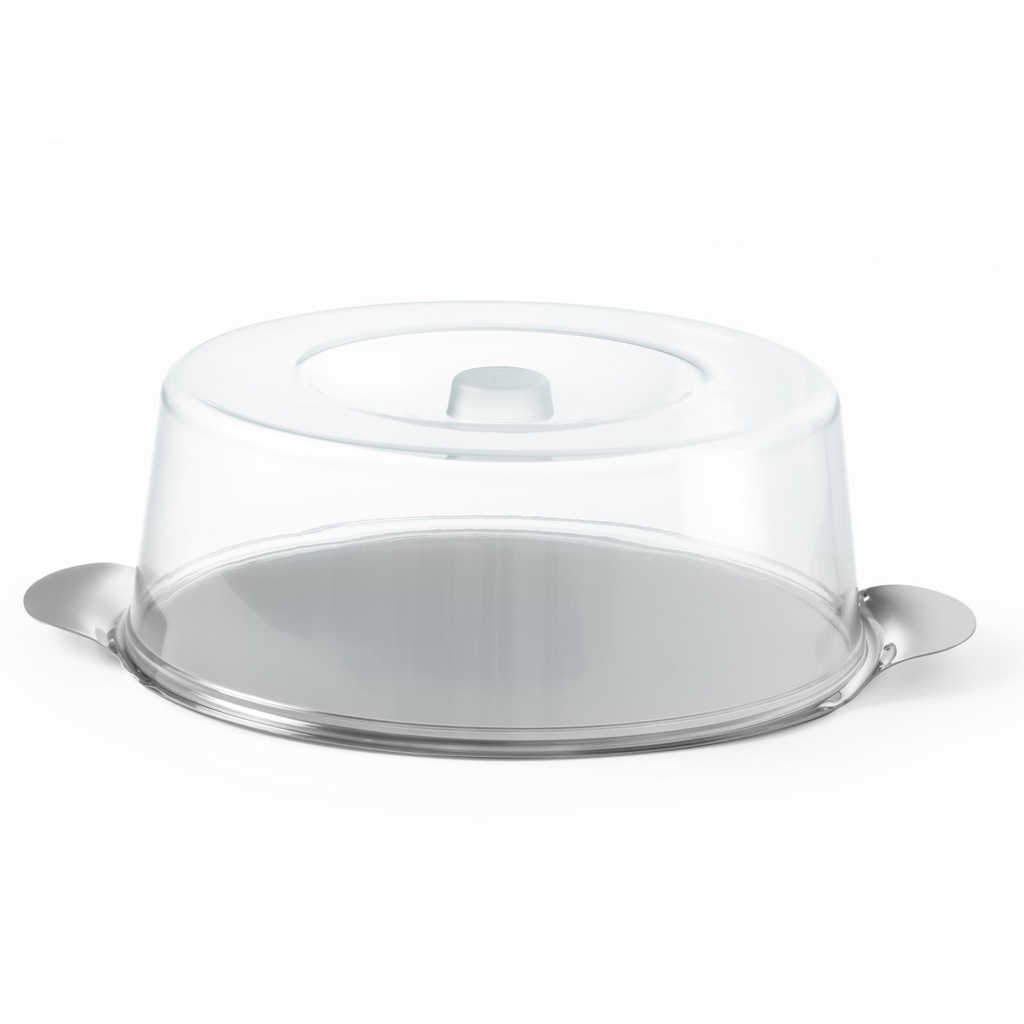 Stainless steel tray with transparent lid round diameter 300mm - Hendi 980101