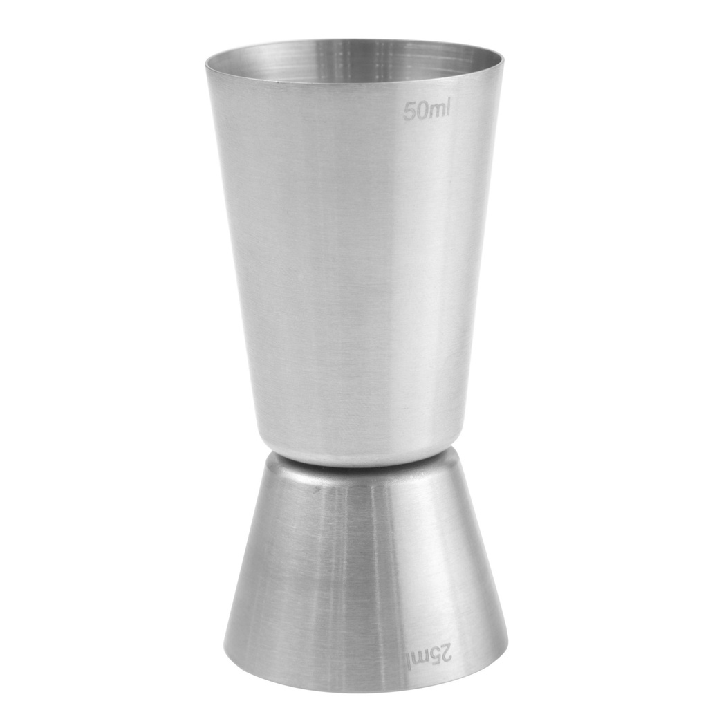 Double-sided steel alcohol bartending measuring cup 25 / 50 ml - Hendi 596722