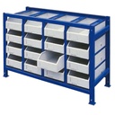Workshop rack for parts and tools drawer with bins KIT 17 items.