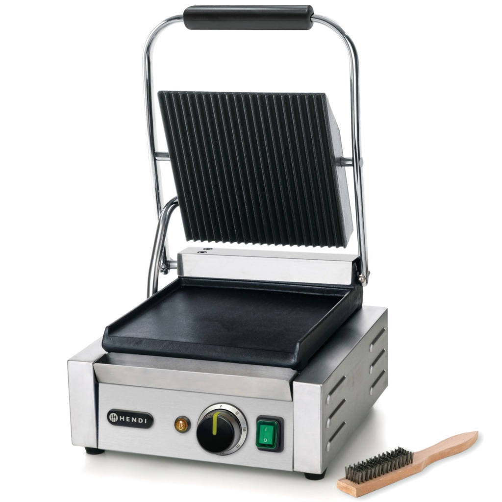 Contact grill fluted top smooth bottom 1800W - Hendi 263600