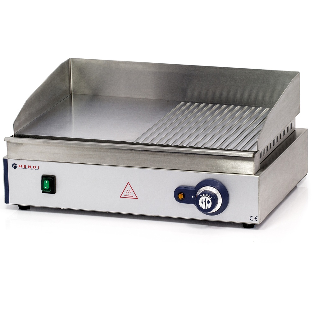 Blue Line smooth-ribbed continuous grill plate 2400W - Hendi 203156