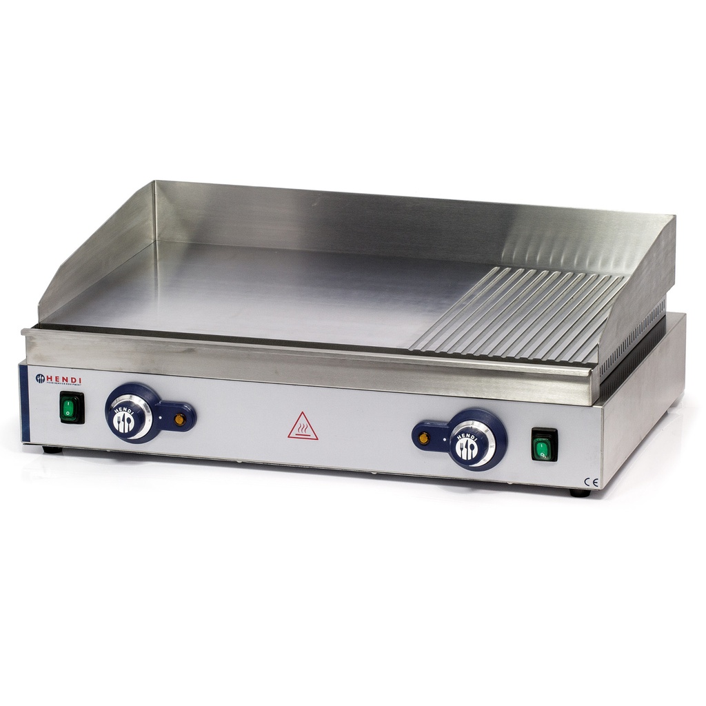 Blue Line smooth-ribbed double grill plate for continuous operation 3500W - Hendi 203163