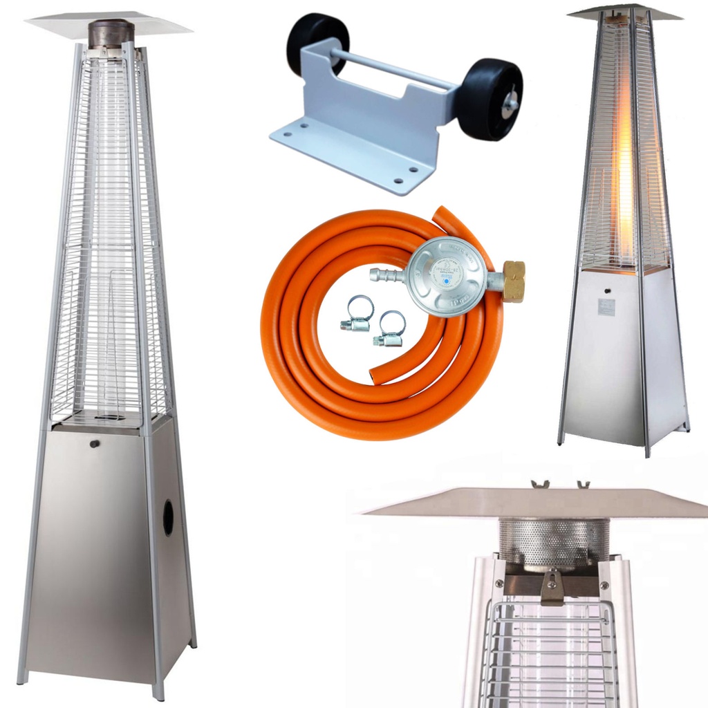 Terrace lamp heater radiator gas garden PIRAMID STAINLESS STEEL for LPG gas.