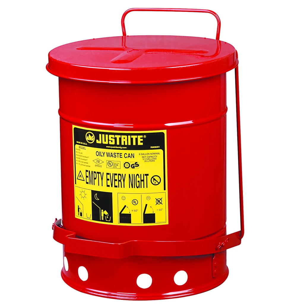Basket for flammable waste and oily cleaners - FM / UL approvals - capacity 34L.