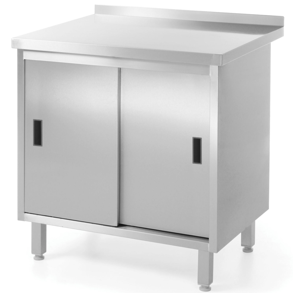 Kitchen worktop table with cabinet steel sliding door 120x60cm - Hendi 811665