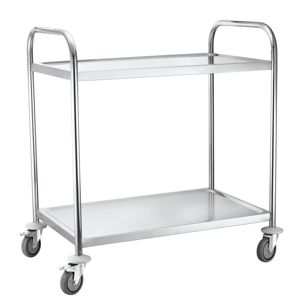 Stainless steel 2-shelf waiter cart up to 100Kg - Hendi 810002