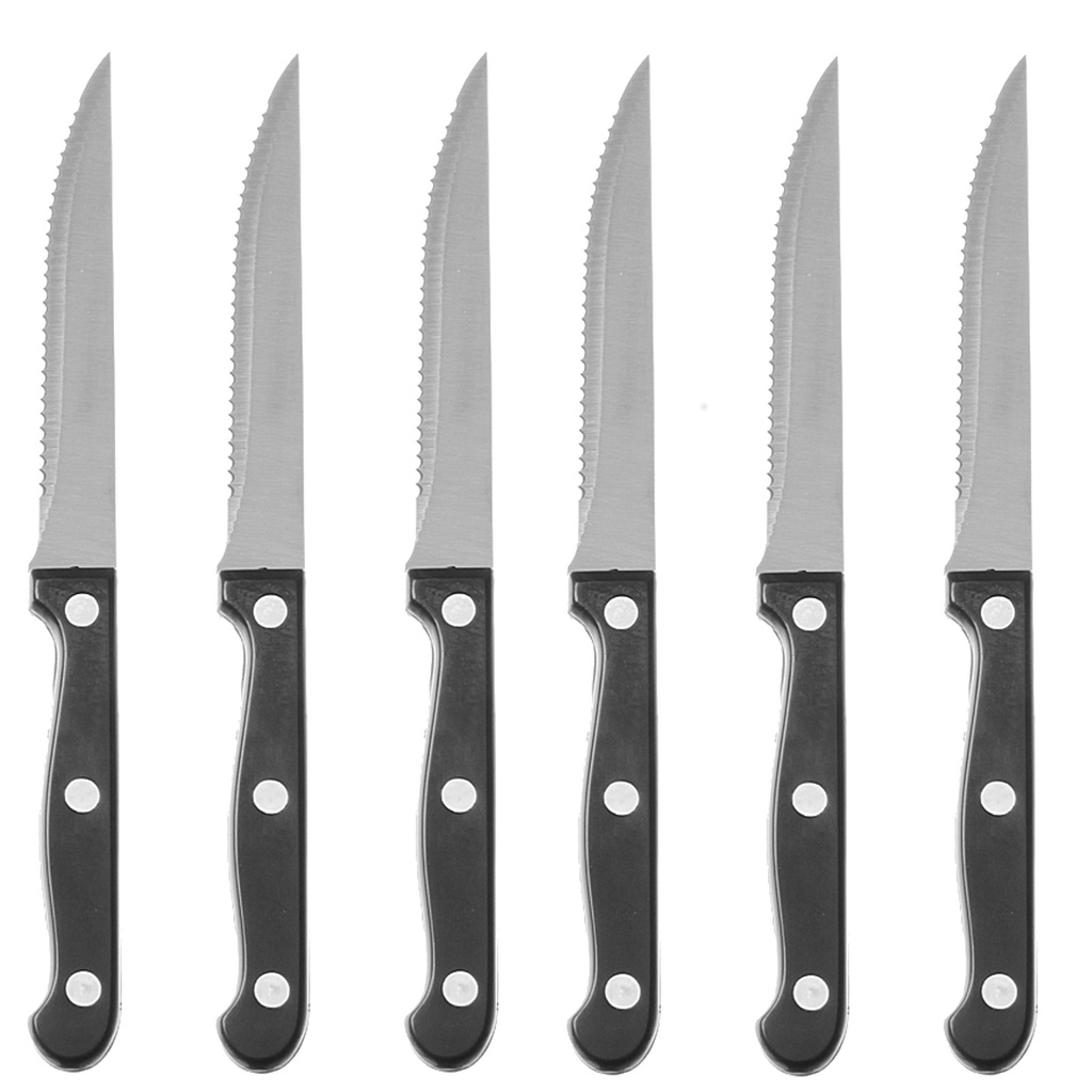 Stainless steel steak knife serrated length 215mm set of 6pcs. - Hendi 781449