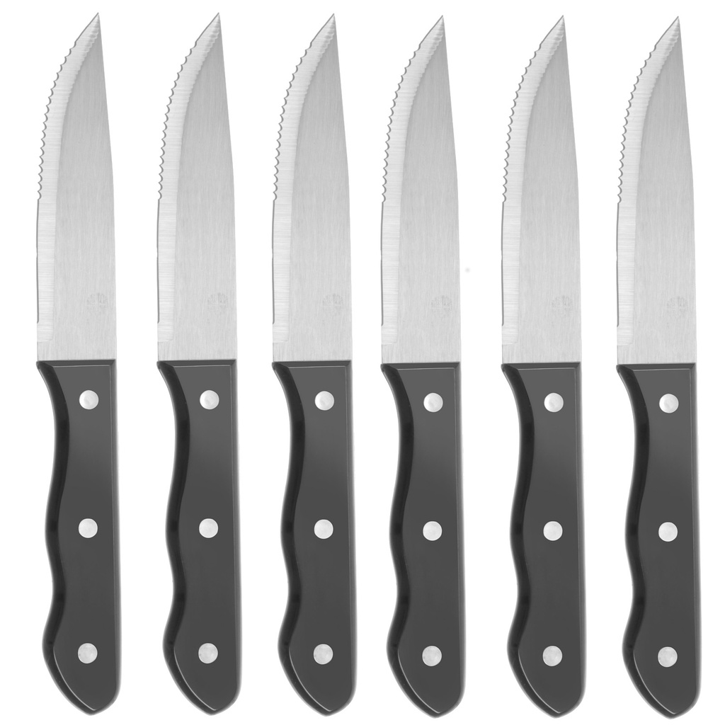 Stainless steel steak knife wide blade length 250mm set of 6pcs. - Hendi 781456