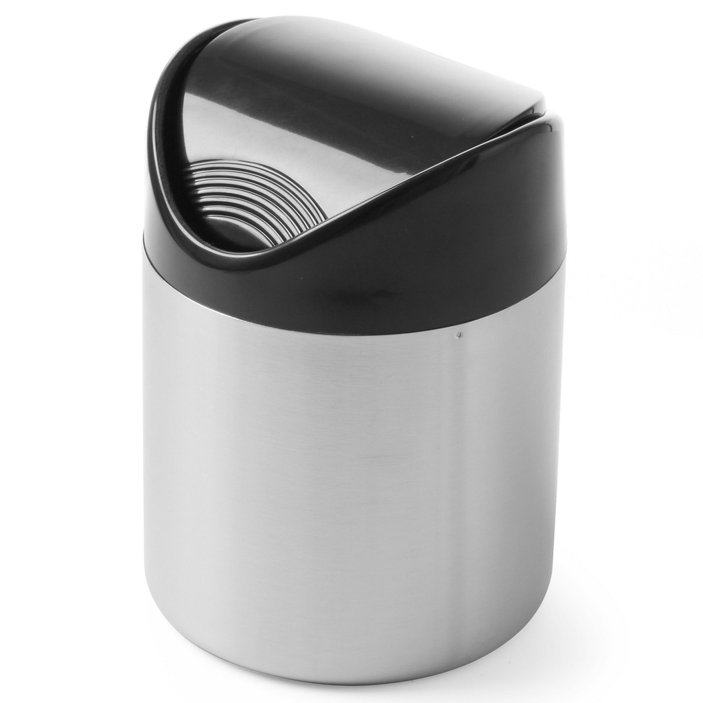 Table trash receptacle table waste lid hinged lid diameter 120mm stainless steel - Hendi 440704