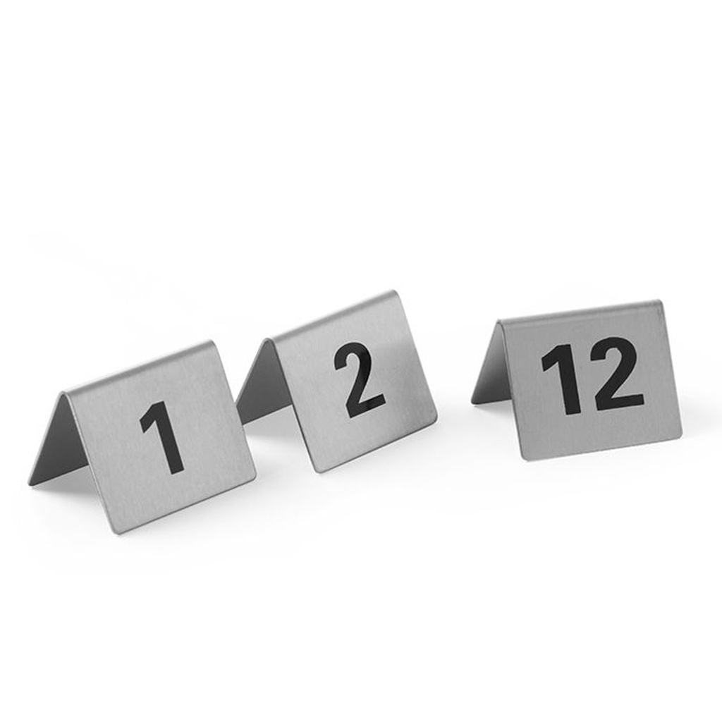 Information plate TABLE NUMBER 1-12 stainless steel set of 12pcs. - Hendi 663844