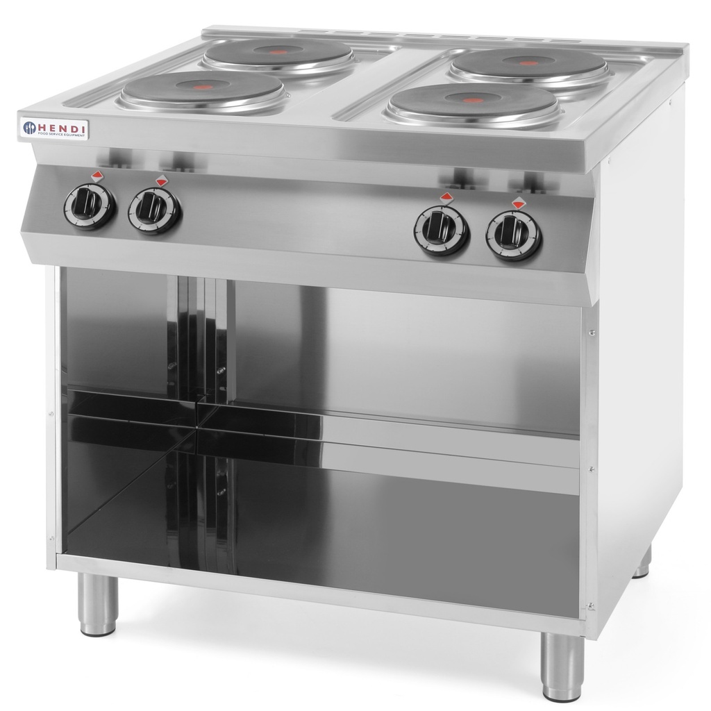 Brīvi stāvoša elektriskā plīts uz tērauda pamatnes 4 x 2,6 kW 80 cm plata
