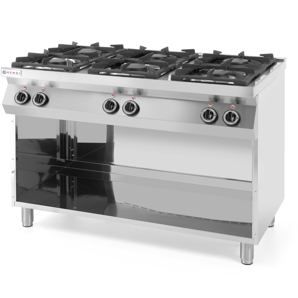 Free-standing gas cooker on a steel base 6-burner wide 120cm