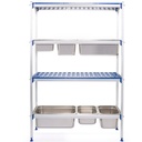 Aliumininis maitinimo įstaigų stelažas GN1/1 konteineriams 112 cm pločio