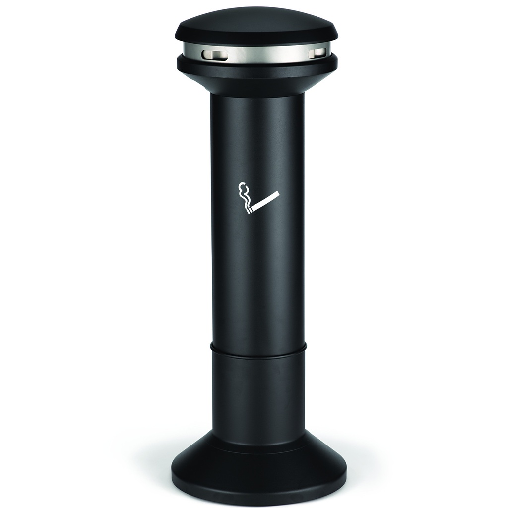 Freestanding outdoor ashtray black with 15L container