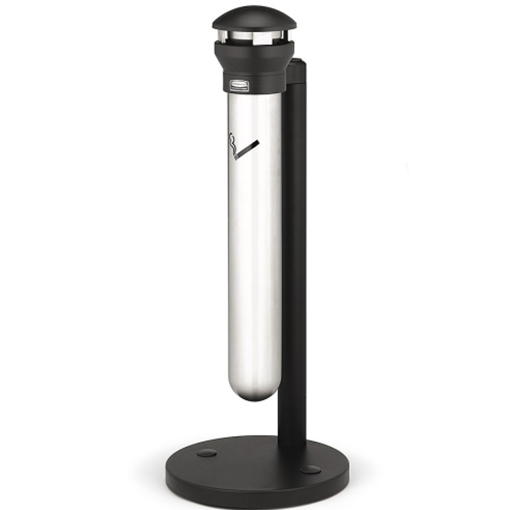Outdoor ashtray on a stable stand stainless steel diameter 40cm height 100cm