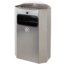 Waste basket with waste bag frame wall mounted with ashtray stainless steel 328x164x541mm