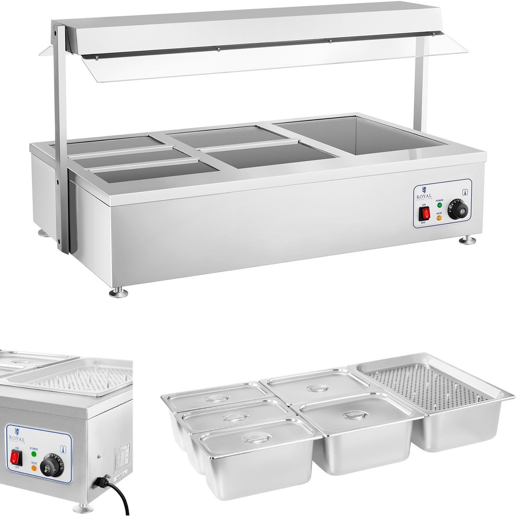 Dry bemar heater without water free standing 6 x GN 150mm 55L Royal Catering