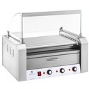 Roller grill with cover and warming drawer for buns 16 hotdog sausages 2200W 230V Royal Catering