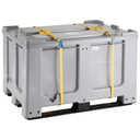 Box pallet container 610L with pallet and lid 120x100x76 cm UN ADR