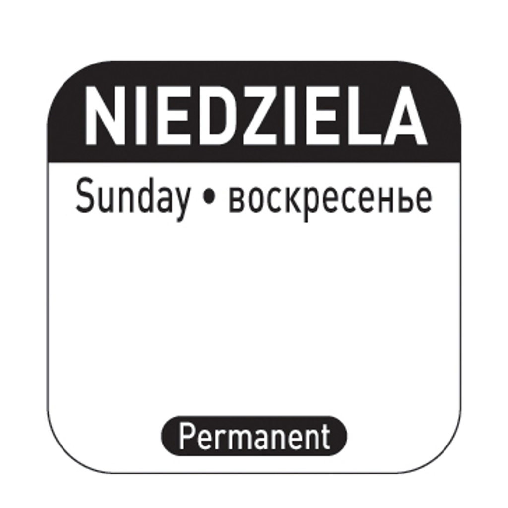 Food safety stickers for reusable containers Sunday PL RU EN 1000 pcs. Hendi 850138