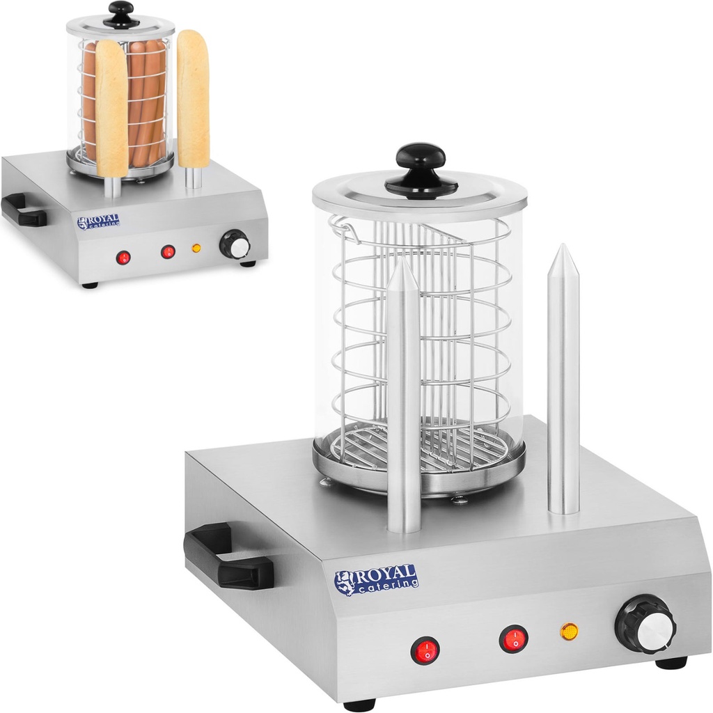 Sildīšanas ierīce 30 hotdogiem, desiņām, 2 maizītēm Royal Catering RCHW-350-2