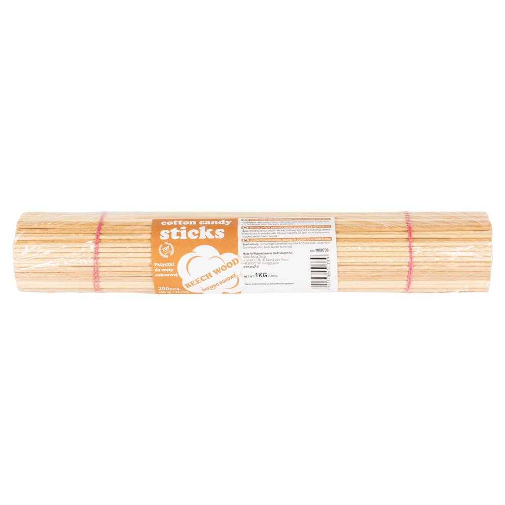 Beech cotton candy sticks 40cm/4mm with PZH certificate 200pcs