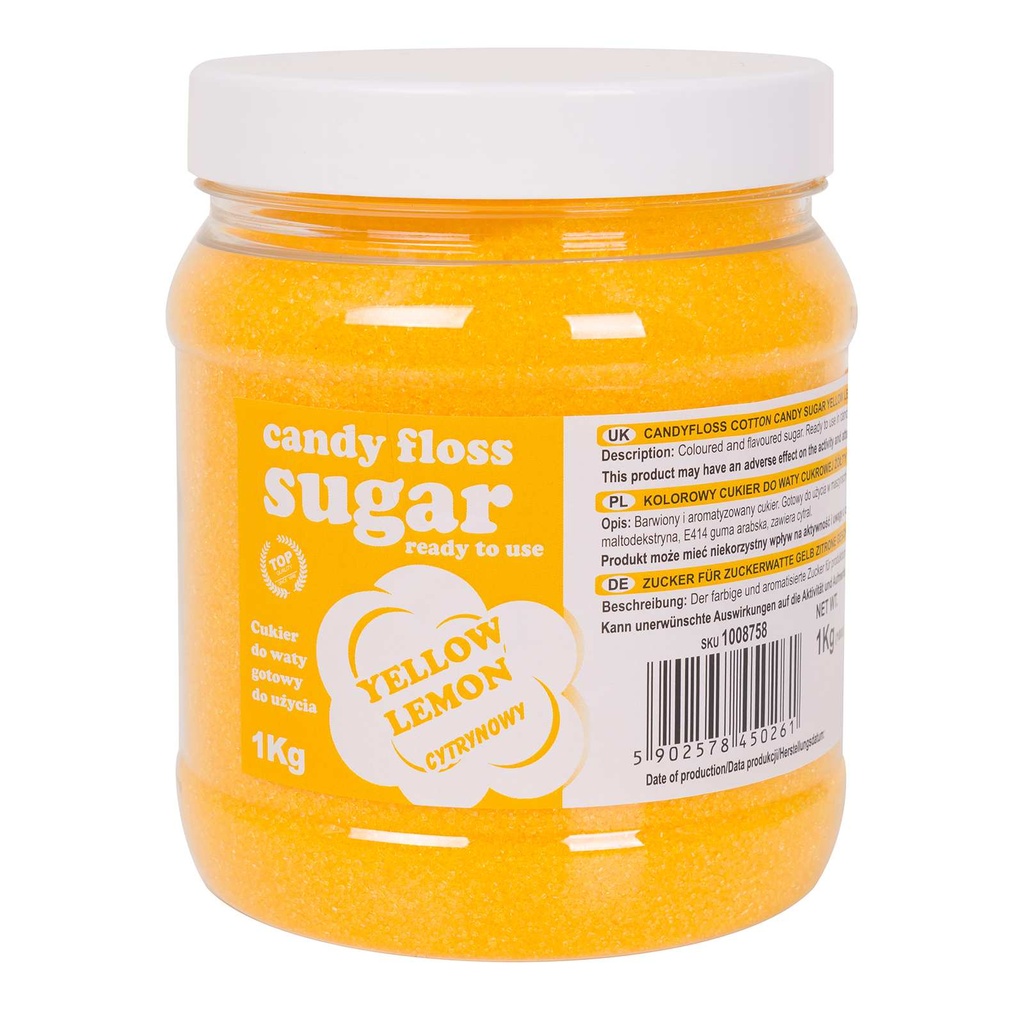 Krāsainā cukurvate dzeltena ar citrona garšu 1kg