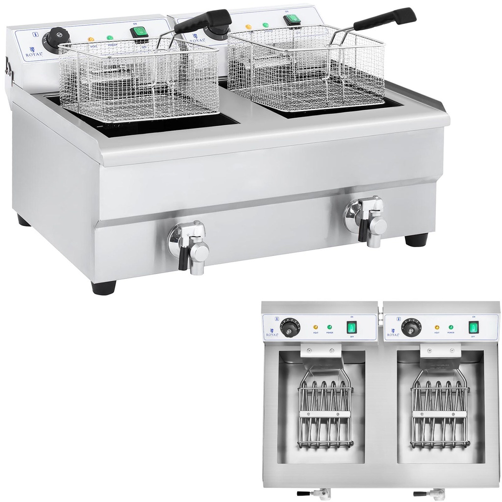 Gastronomic fryer double chamber fryer with 230V 2x16L taps