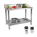 Catering worktop table with stainless steel rim 120x60cm