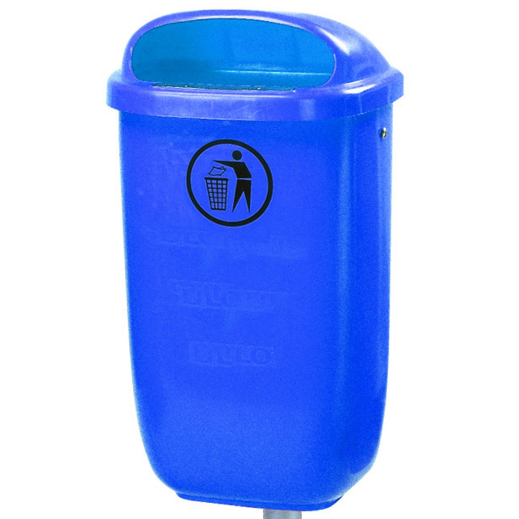 DIN 50L urban waste garbage can for post or wall - blue
