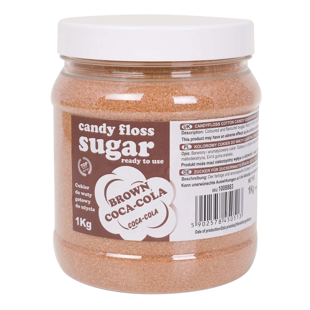 Colored cotton candy brown sugar with coca-cola flavor 1kg