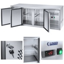 3-door refrigerated table with stainless steel worktop from -2 to 8deg;C 339L