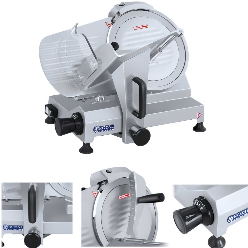 Electric slicer for cold cuts and cheese with sharpener 150W Diameter 250mm.