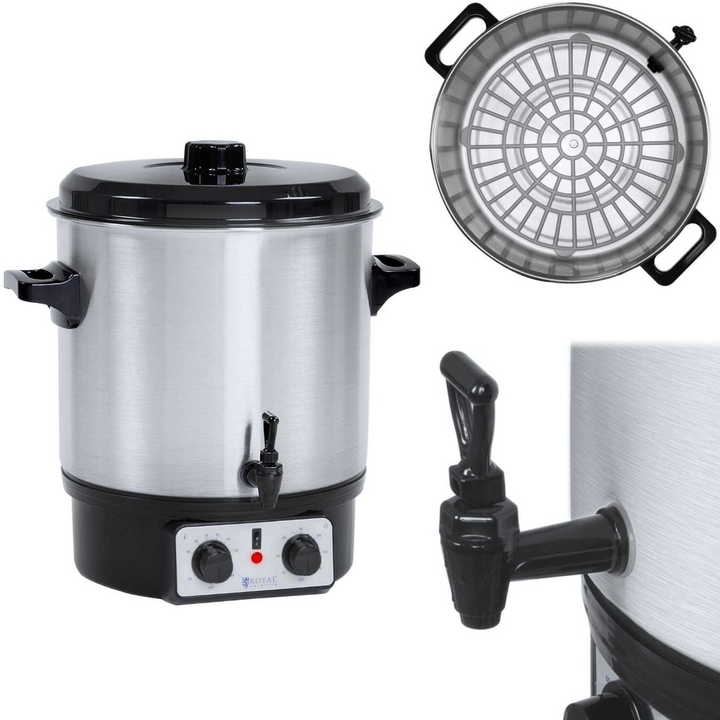 Mulled wine warmer brewer with tap timer stainless steel 2000W 27L