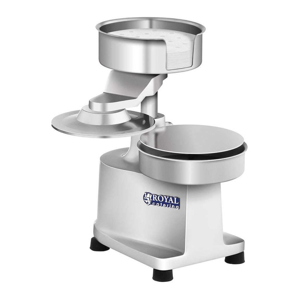 Manual burger press machine for burgers with a diameter of 15cm + 500 pieces of paper discs.