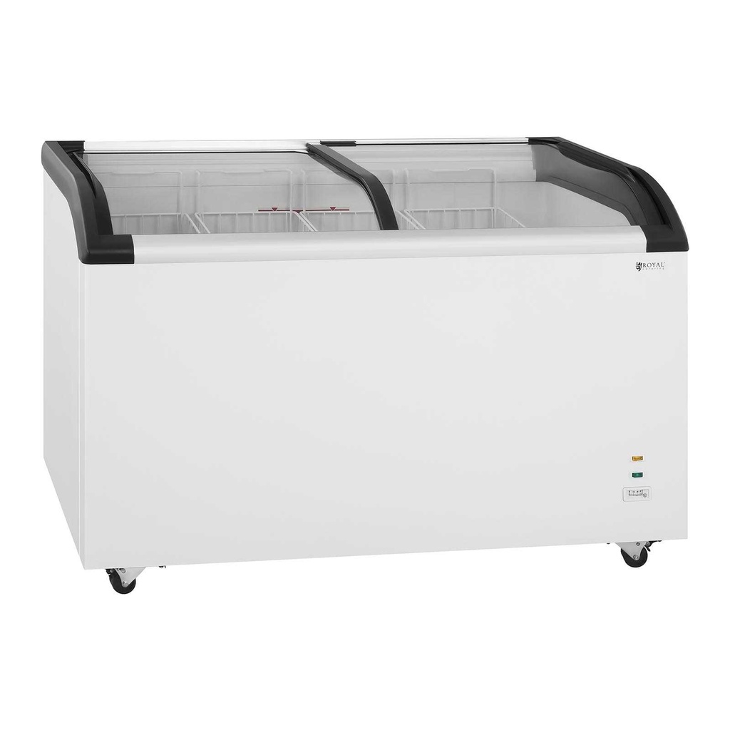Commercial chest freezer with lock and glass top to -25deg;C 355L