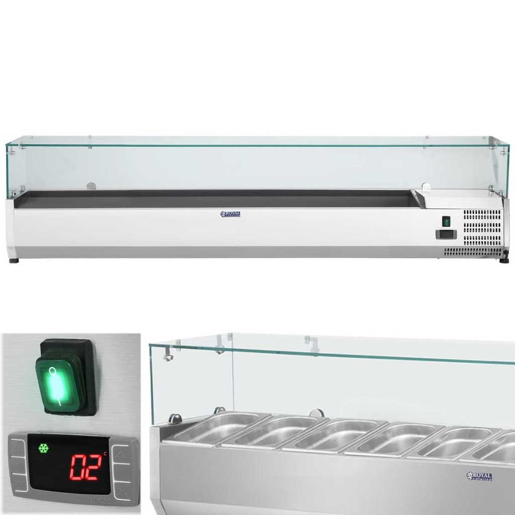 Refrigerated display cabinet with glass cover 9x GN1/4 180cm