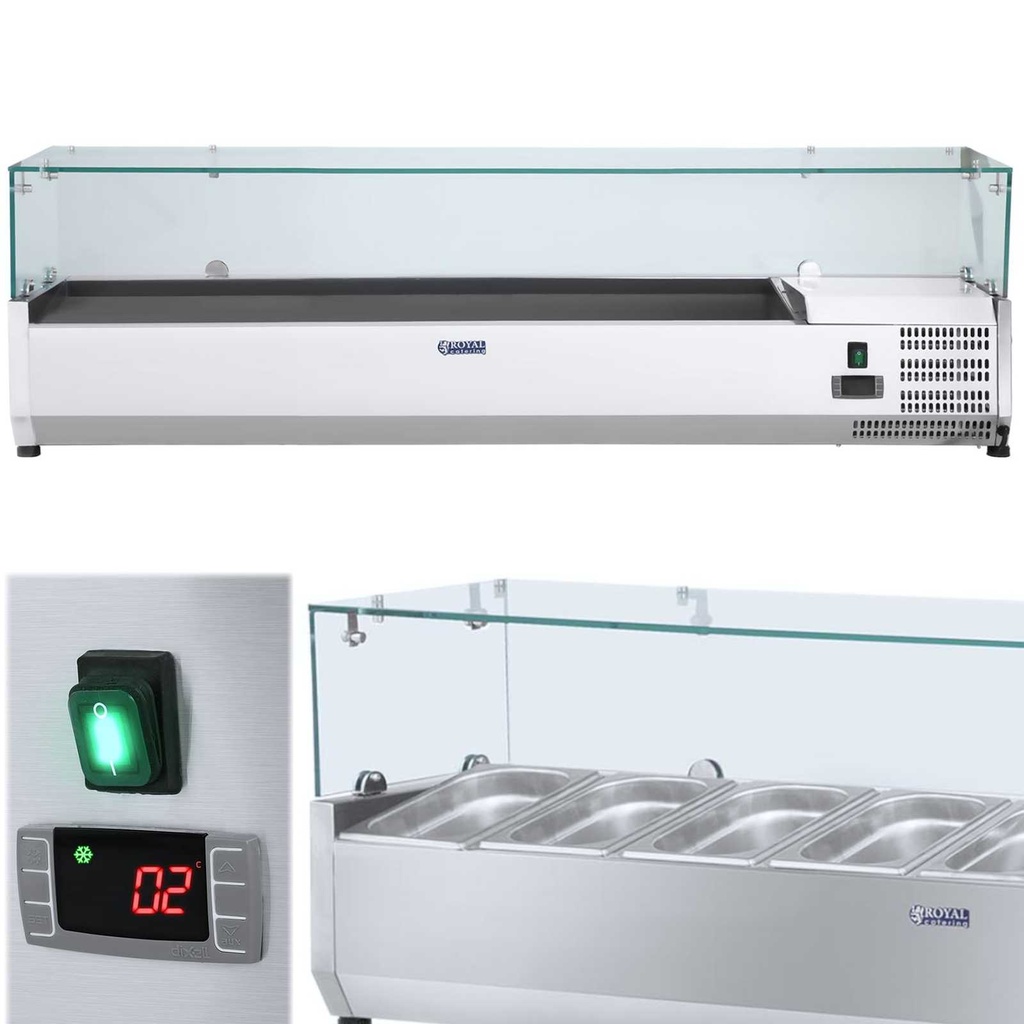 Refrigerated display cabinet with glass cover 7x GN1/4 150cm