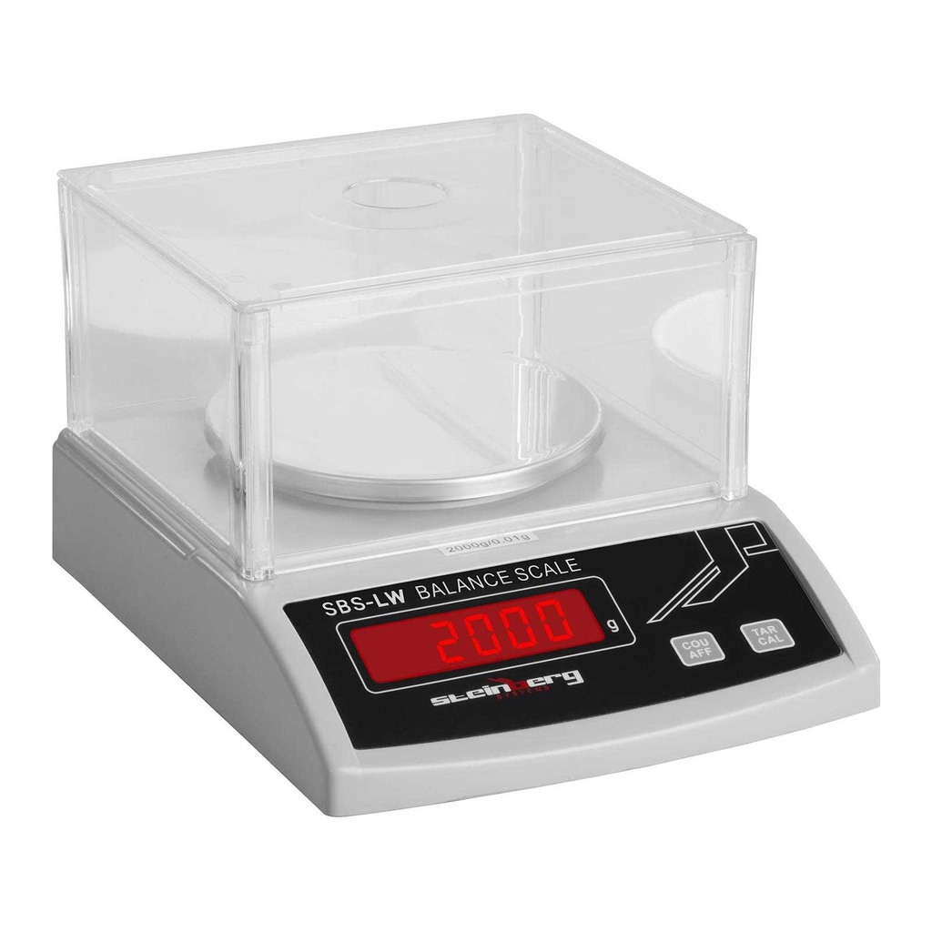 Precision laboratory scale with glass cover LED display 2000g / 0.01g