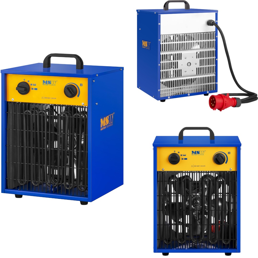 Construction blower heater for drying plaster walls rectangular 400V 9000W