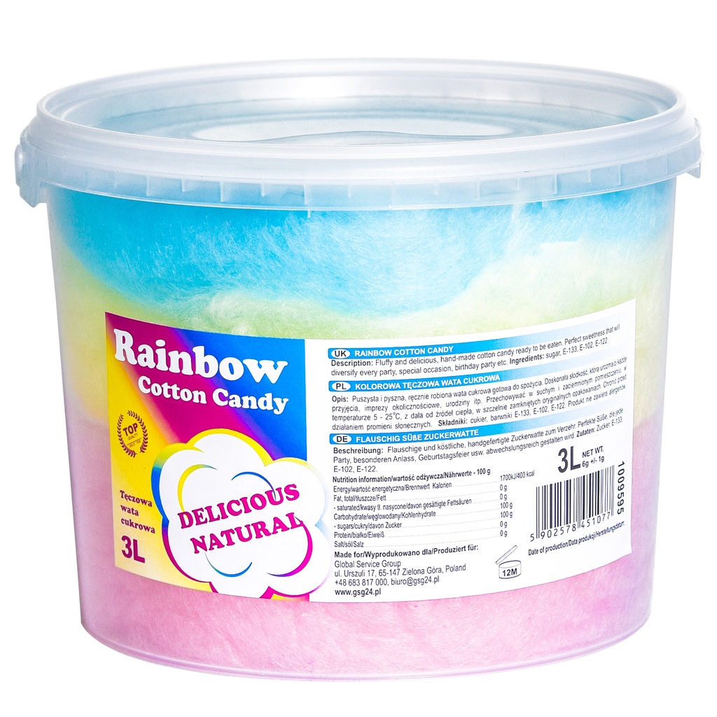 Rainbow Cotton Candy 3L colorful rainbow cotton candy