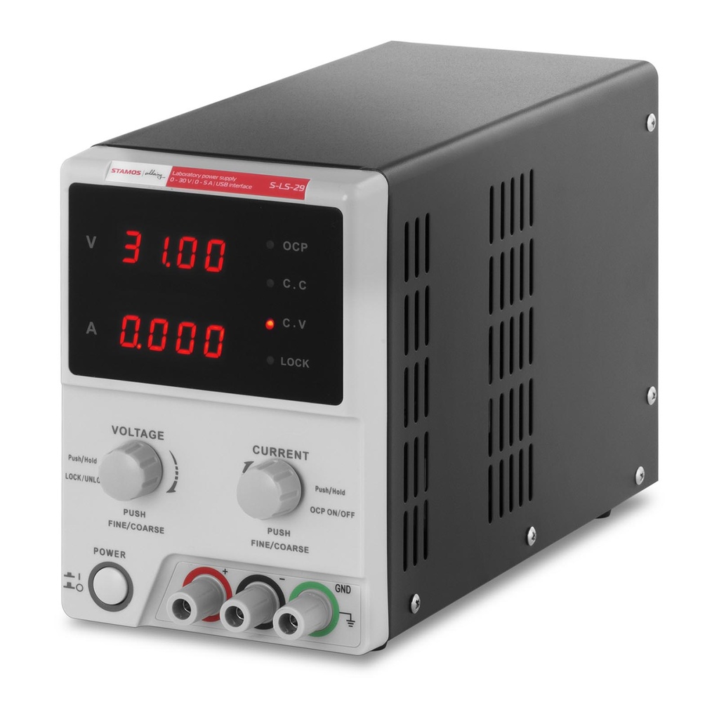 Laboratorinis maitinimo šaltinis 0-30VDC 0-5A USB / RS232 + CD S-LS-29