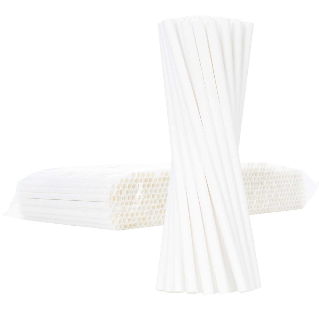 BIO eco-friendly paper straws PAPER STRAWS thick 8/205mm - white 500pcs.