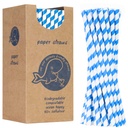 BIO eco-friendly paper straws PAPER STRAWS thick 8/205mm - white and blue 160pcs.