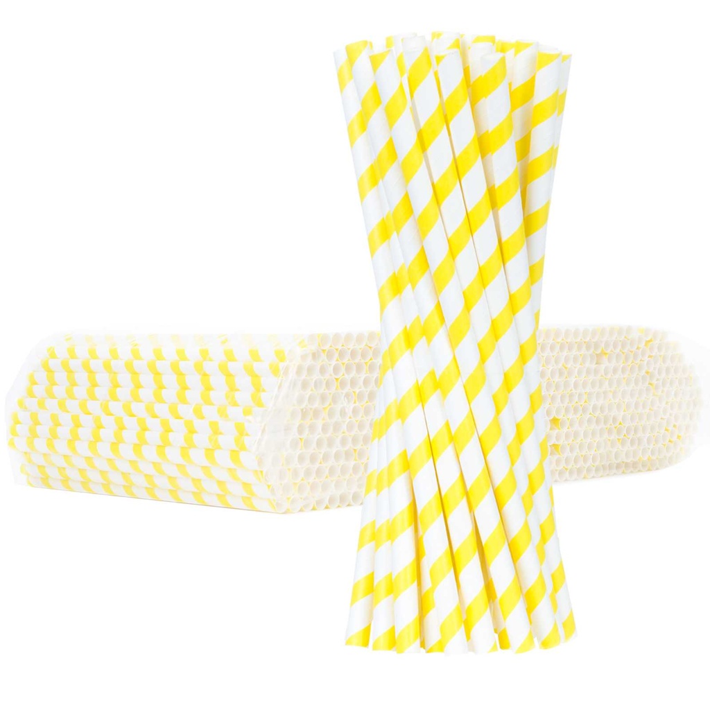 BIO eco-friendly paper straws PAPER STRAWS thick 8/205mm - white and yellow 500pcs.