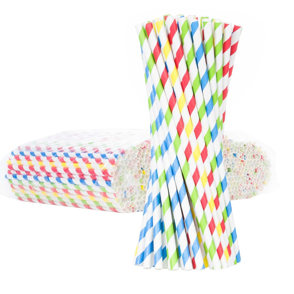 BIO eco-friendly paper straws PAPER STRAWS 6/205mm - mix 500pcs.