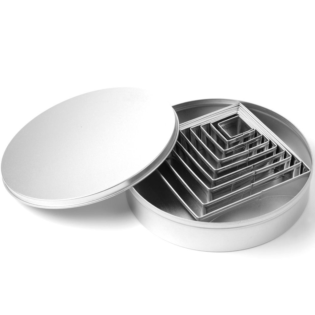 Pastry cutter mold pastry stencil KWADRATS - SET of 9pcs.  - HENDI 673751