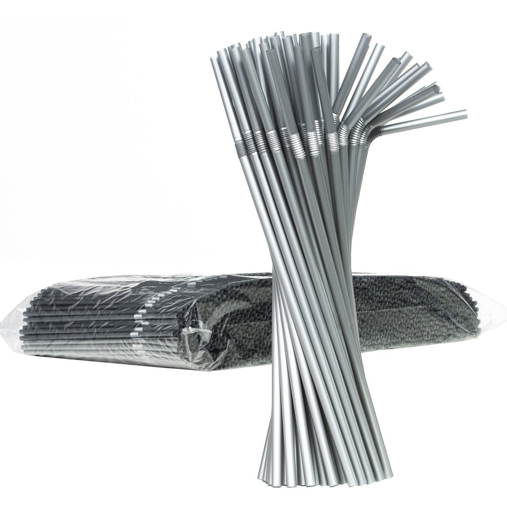 Beverage straws broken 5/240mm - silver 1000pcs.