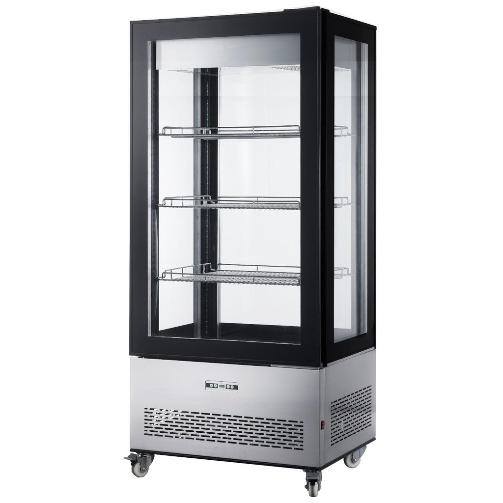 Konditerijos gaminių vitrina ant ratukų 3 LED lentynos 550L