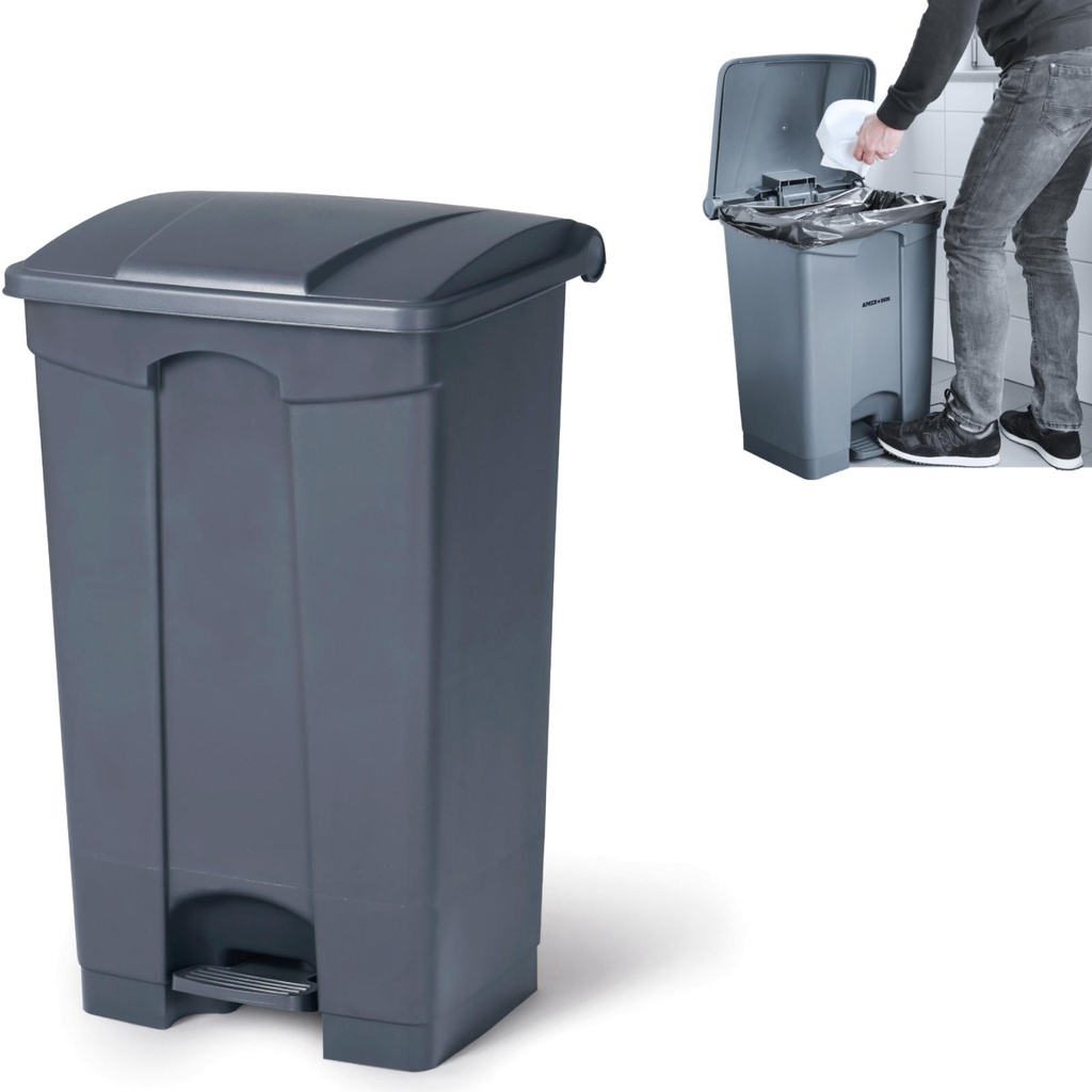 Waste garbage can with pedal 68L